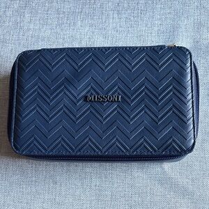 Missoni Dark Blue Chevron Multi-use Travel Toiletry & Tech Pouch Bag